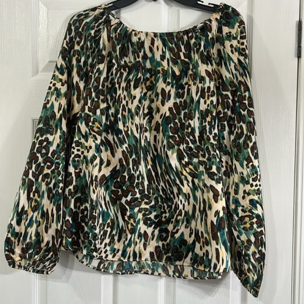 Leopard Print Top with Teal Accents